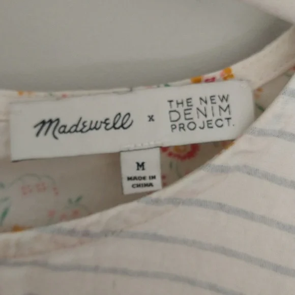 Madewell x The New Denim Project Patchwork Top In Railroad Stripe - Picture 12 of 15